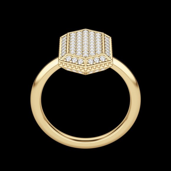 Hexagon Pavé Ring - Picture 2 of 9